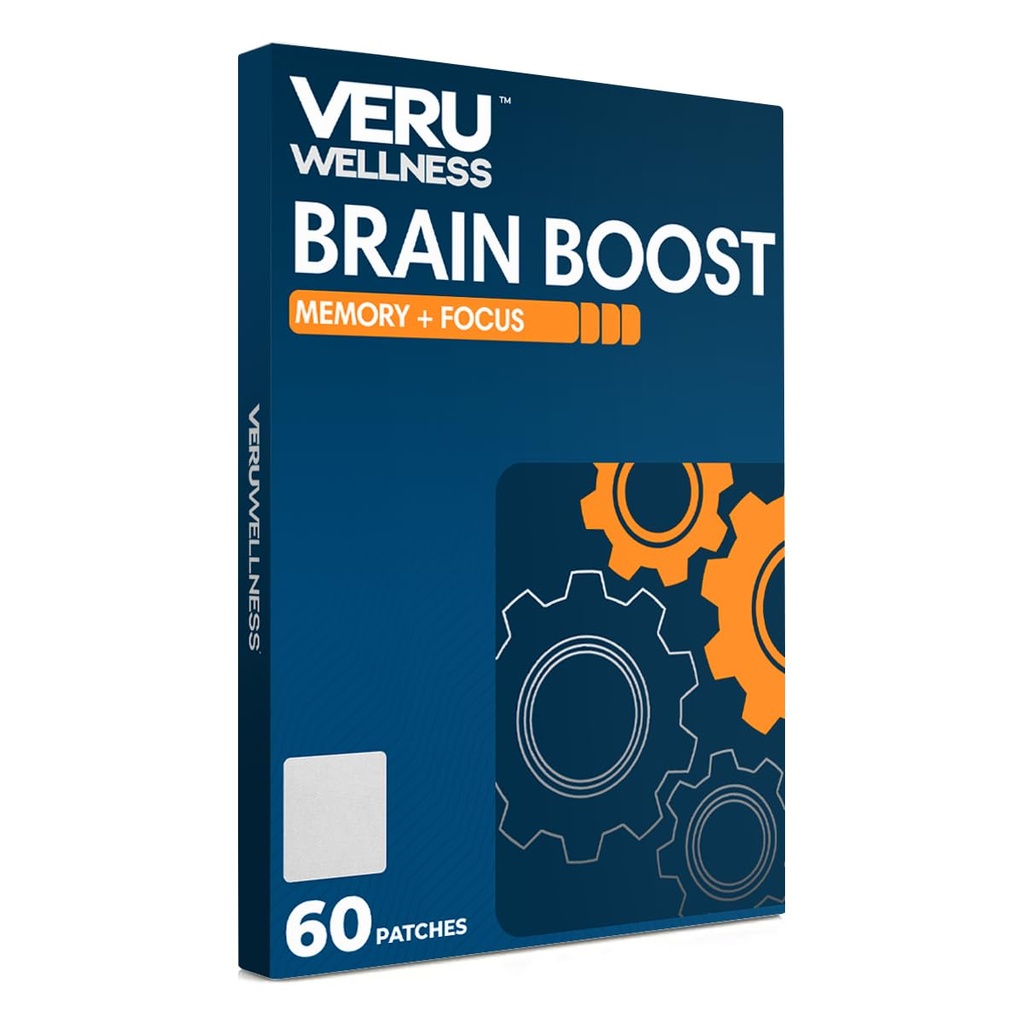 Veru Wellness Brain Boost Cognitive Patch - Daily Memory, Altertness and Focus Brain Support - Ginko Bilboa, Rhodiola Rosea, MCT (60 Day)