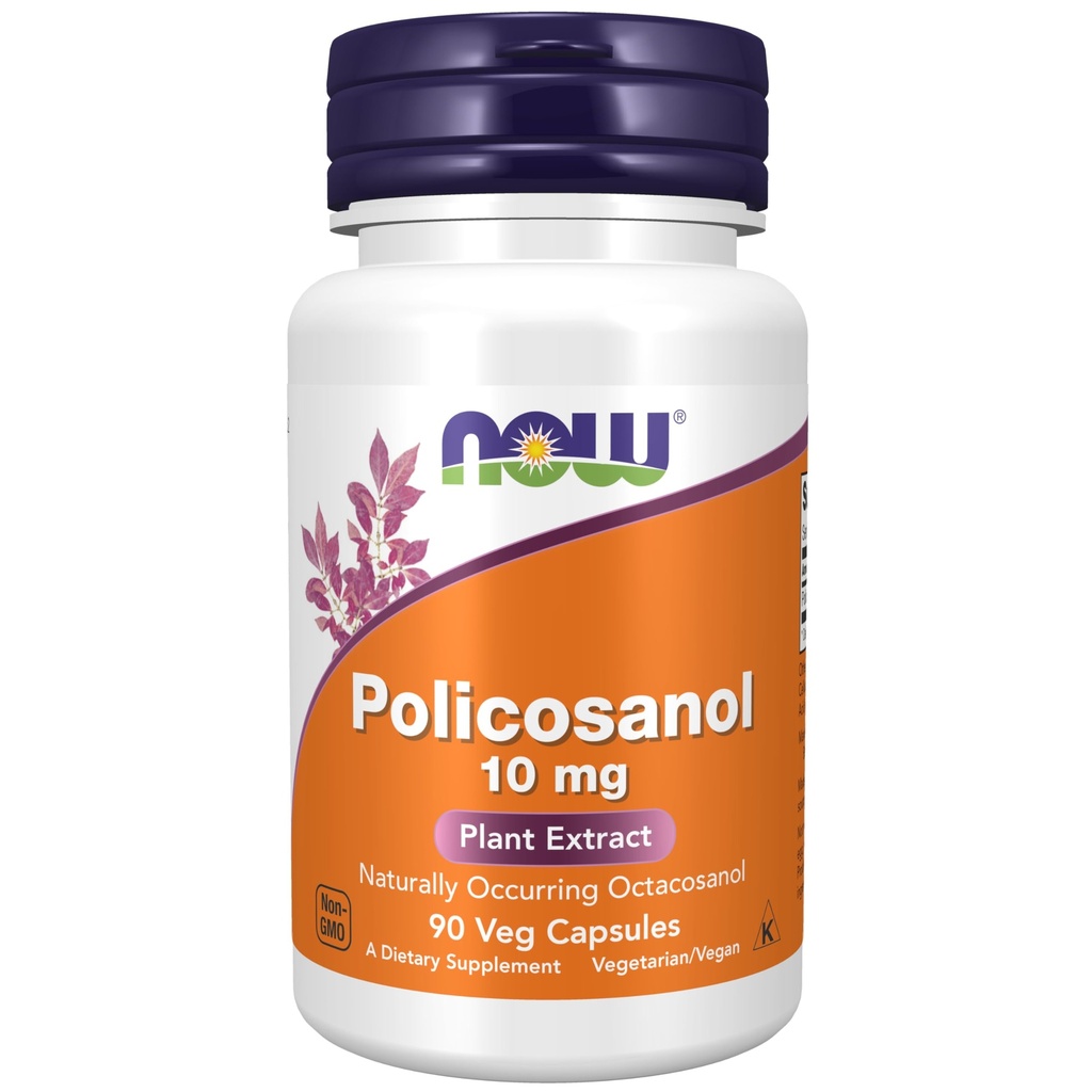 NOW Συμπληρώματα διατροφής, Policosanol 10 mg, Blend Long-Chain Λιπαρά αλκοόλες (LCFAs) που προέρχονται από ζαχαροκάλαμο, 90 Veg κάψουλες