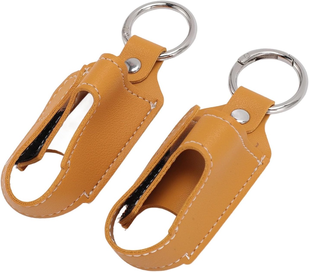 Generic Asthma Inhaler Holder, Inhaler Case Inhaler Carrying Holder Clasp Closure Safety Carabiner Clip 2pcs Portable PU Leather Inhaler Protective Holder (Turmeric)