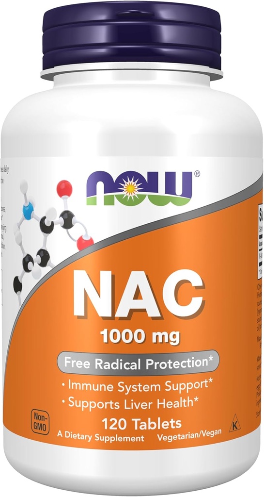 NOW Συμπληρώματα Τροφίμων, NAC (N- Acetyl- Cysteine) 1. 000 mg, Ελεύθερη Ριζοσπαστική Προστασία *, 120 δισκία