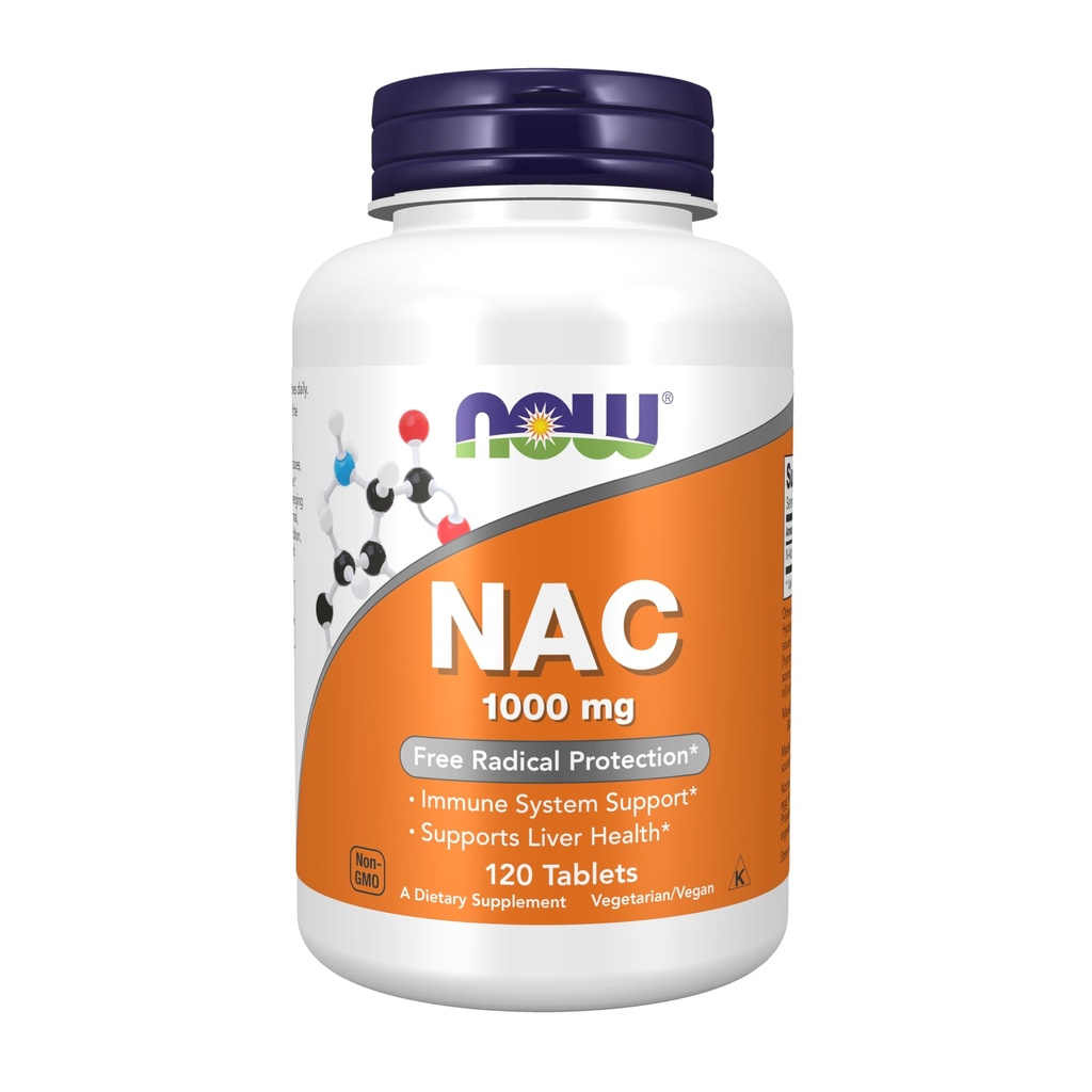 NOW Foods Supplements, NAC (N-Acetyl-Cysteine) 1,000 mg, Free Radical Protection*, 120 Tablets