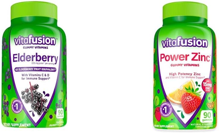Vitafusion Elderberry & ψευδάργυρος Gummy Βιταμίνες Ανοσολογική υποστήριξη, 90ct