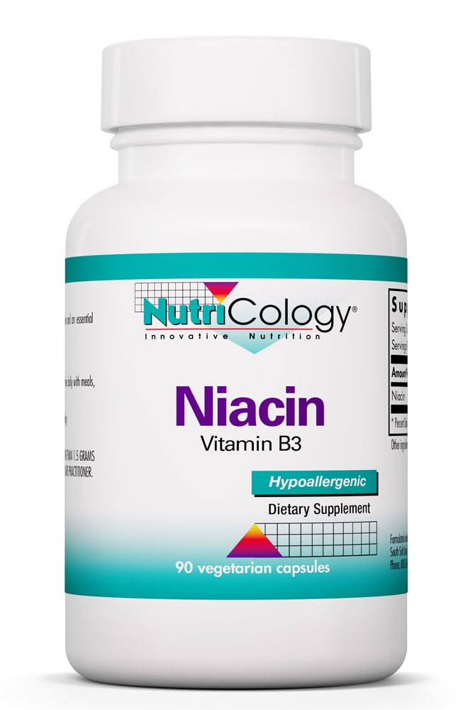 Nutricology Niacin Supplement - Βιταμίνη Β3 για άνδρες & γυναίκες, Νιασίνη με Φλος, Νικοτινικό οξύ, NAD, 250mg κάψουλες χορτοφάγων - 90 Count