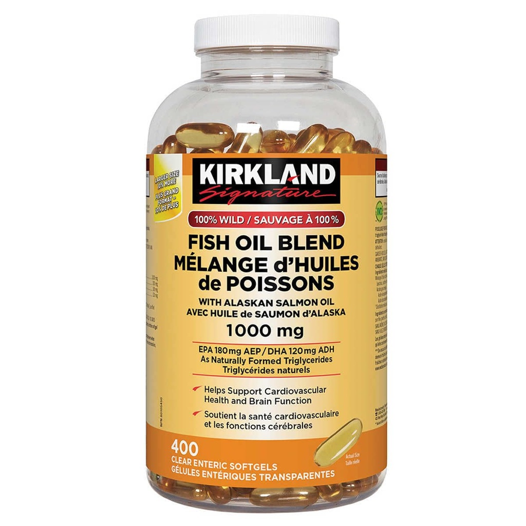 Costco Εταιρείες Inc. Kirkland Υπογραφή 100% Wild Fish Oil Blend με Salmon Oil Αλάσκας, 1000mg, 400 Softgels