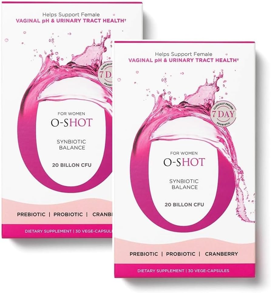 O-Shot 2 Συσκευασία Vegan Κολπικό προβιοτικό + προβιοτικό για γυναίκες, εκχύλισμα βατόμουρου, Chicory Root, Κολπικό pH, ούρα Ελκυστική, Βαφή, Αίμα, Μη Γαλακτοκομικά, Μη ΓΤΟ, Χωρίς γλουτένη, 60 Vege-Capsules