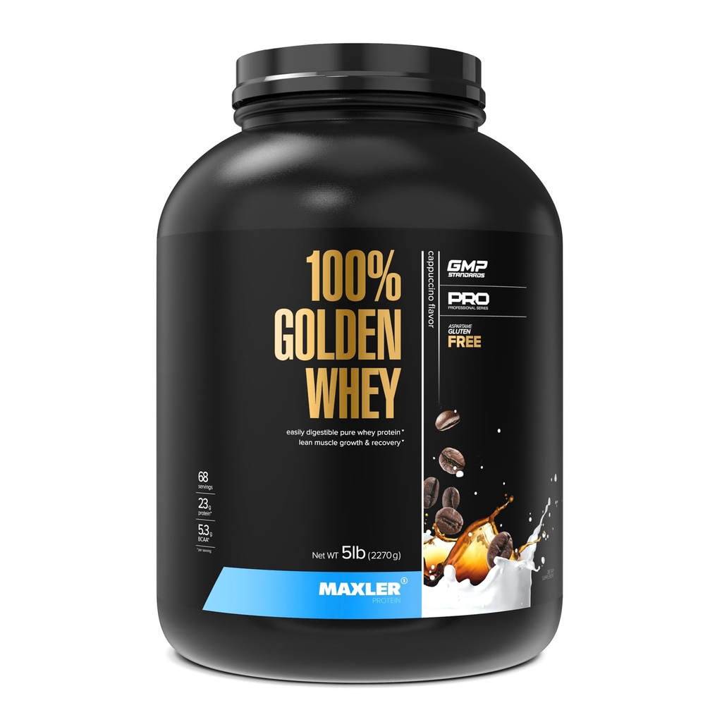 Maxler 100% Χρυσή πρωτεΐνη ορού γάλακτος - 23g πρωτεΐνης ανά σερβίρισμα - Premium σκόνη πρωτεΐνης ορού γάλακτος για πριν από την προπόνηση - Fast-Absorbing συμπύκνωμα ορού γάλακτος, Isolate & Hydrolysate Blend - Cappuccino 5 lb