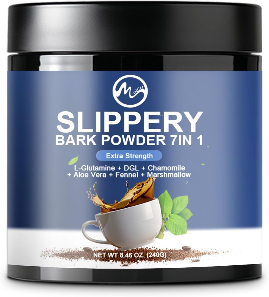 Slippery Elm, Βιολογικό Slippery Elm Bark Powder με L-Glutamine, DGL, Χαμομήλι, Αλόη Βέρα, μάραθο, Marshmallow, Φυσικά Βότανα για Καταπραϋντικό Λαρύγγι & Digestive Υποστήριξη, 40 Υπηρεσίες