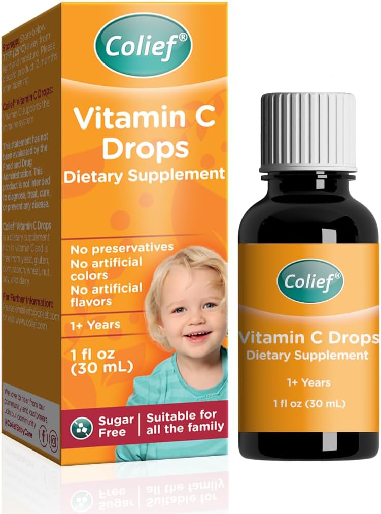 Colief Vitamin C Drops for Babies | Daily Immune Support for Infants Age +1 | Diary, Gluten and Preservative Free | Supports Development of Healthy Bones and Teeth | 600 Drops