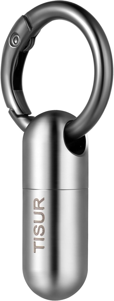 TISUR Micro Keychain Hill Holder, Titanium Pill περίπτωση Αδιάβροχη Pill Container, Φορητό μικροσκοπικό Pill Organizer για το ταξιδιωτικό Pocket
