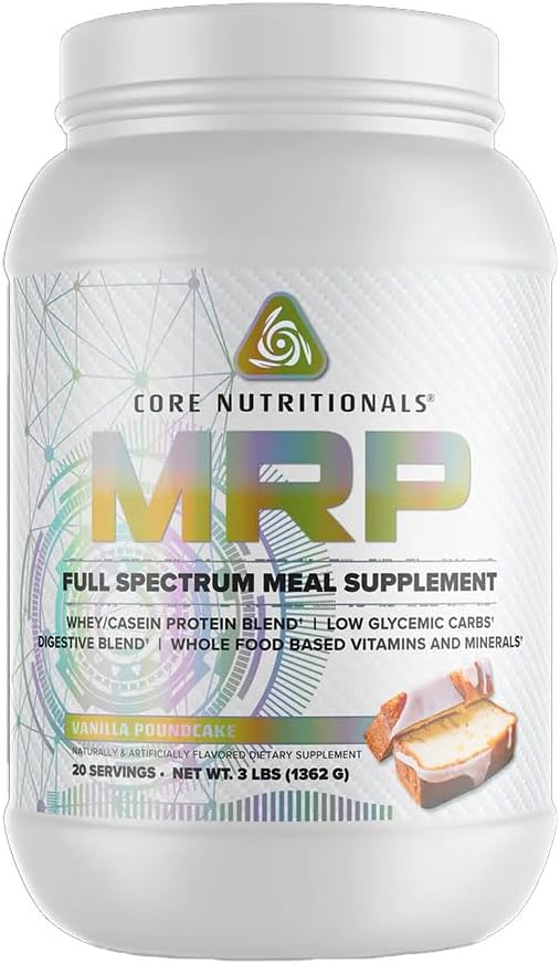 Core Nutritionals MRP Full Spectrum Meal Replacement | Whey Protein Blend + Low Glycemic Carb Blend | 27g Protein | 3 Pound (Vanilla Poundcake)