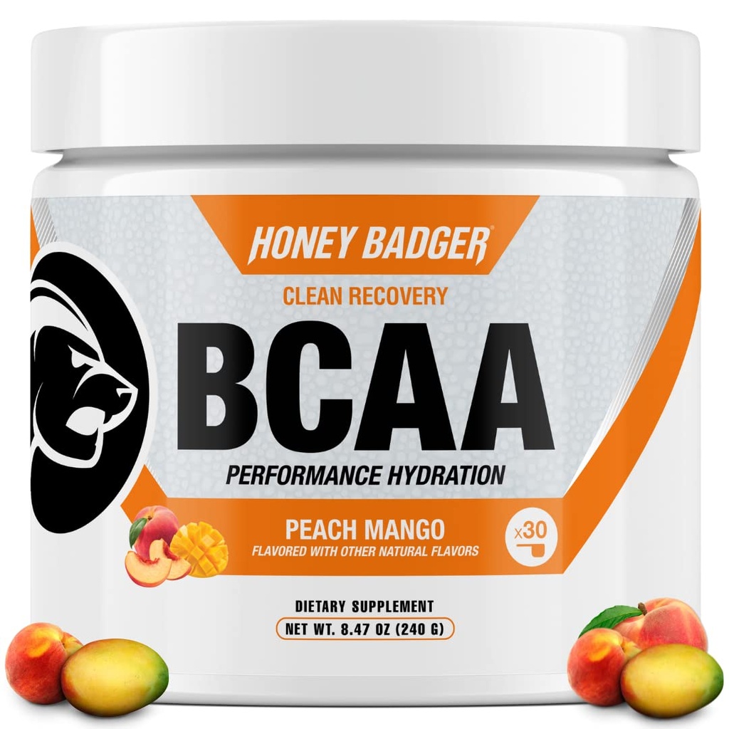 Μέλι ασβός BCAA + EAA Αμινοξέα σε σκόνη, BCAAs + L-Γλουταμίνη, Keto, Vegan, Ζάχαρη Δωρεάν για άνδρες και γυναίκες, Ενυδάτωση & μετά την προπόνηση ανάνηψη μυών μείγμα, Ροδάκινο Mango, 30 Σερβίρεις