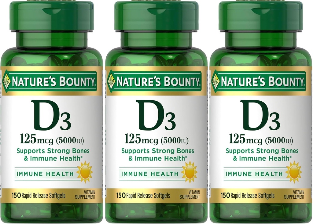 Βιταμίνη D3 125 mcg-5000 IU της φύσης Softgels, μέγιστη περιεκτικότητα 150 ea ( Συσκευασία των 3)