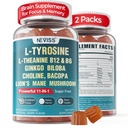 11-IN-1 Brain Supplement for Memory and Focus with L-Tyrosine L-Theanine, Methylated B12 & B6, Lion's Mane Mushroom, Ginkgo Biloba, Bacopa Monnieri, Choline for Focus, Nootropic, Energy, 2Packs