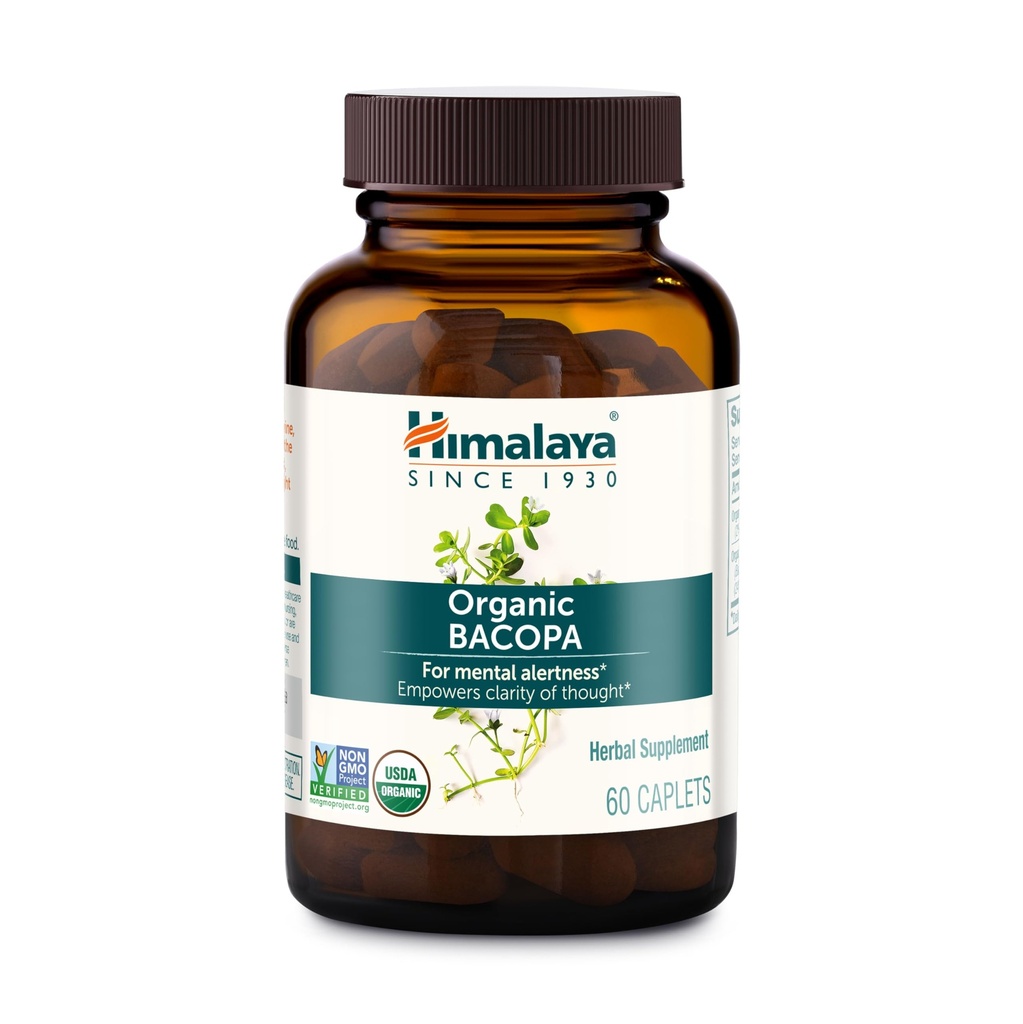 Himalaya Bacopa Monnieri Nootropic βοτανικό συμπλήρωμα, υποστηρίζει την ηρεμία, τη μνήμη, τη γνώση, USDA Certified Organic, Non-GMO, 750 mg, 60 φυτικής βάσης, 60 ημέρες προσφοράς