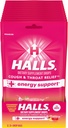 HALLS Relief + Ενεργειακή υποστήριξη, φράουλα λεμονάδα Βήχας σταγόνες, 12 τσάντες των 25 σταγόνες (300 συνολικές σταγόνες)