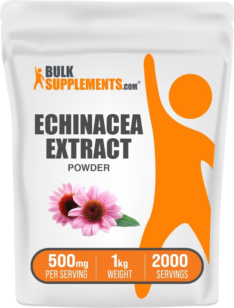 BulkSupplements.com Echinacea Extract Powder - Echinacea Extract, Βότανο συμπλήρωμα για την υποστήριξη του ανοσοποιητικού - Vegan & Gluten Free, 500mg ανά σέρβις, 1kg (2,2 lbs) (πακέτο των 1)