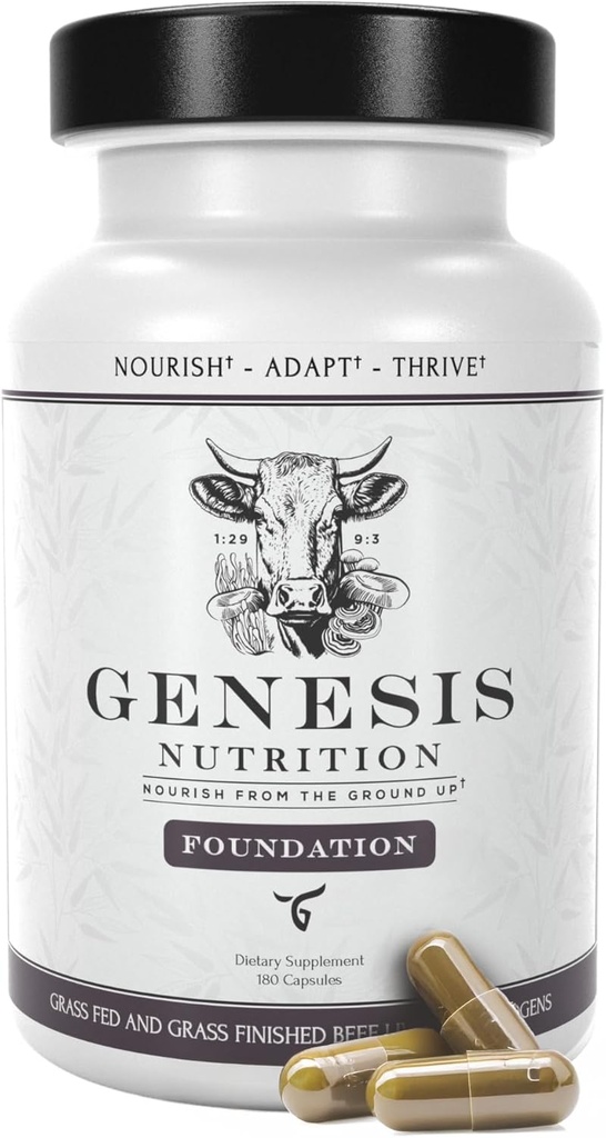 Enhanced Grass Fed Beef Liver with Reishi & Cordyceps Mushroom, Ginseng, Rhodiola - 4500mg Energy Production, Immune Support, Stress Relief, Total Body Wellness