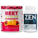 Nutrology Beet Active, Φυσική σκόνη πριν από την προπόνηση, Πάθος Fruit Flavor (30 μερίδες) Zen Φυσικό μαγνήσιο συμπλήρωμα (30 μερίδες)