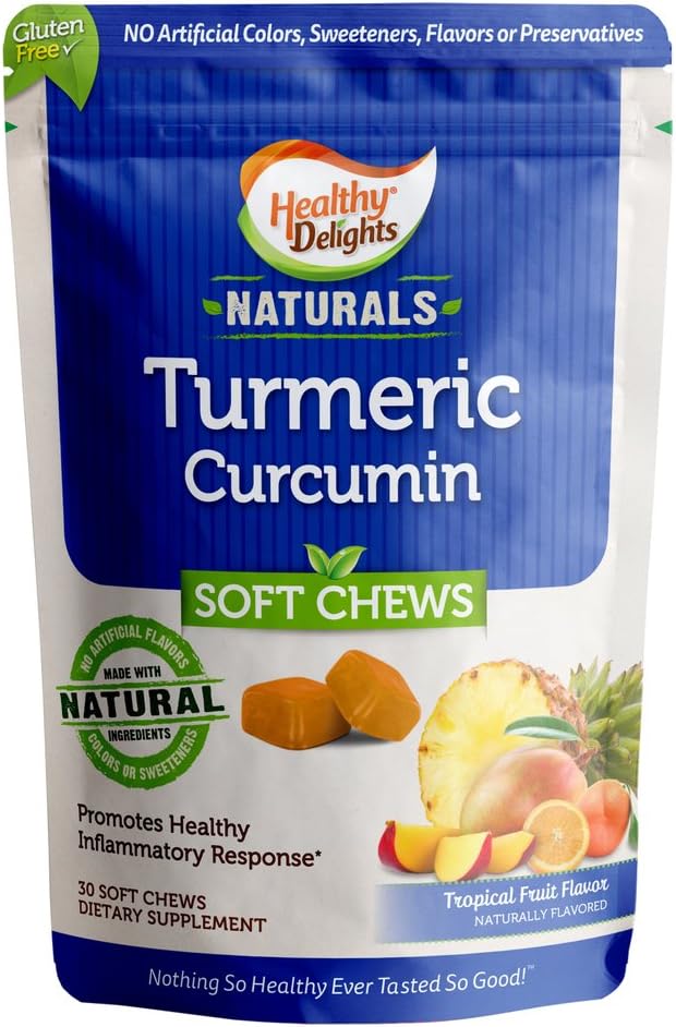 Healthy Απολαύσεις Naturals, Turmeric Curcumin Soft Chews, Προάγει Υγιεινή Φλεγμονώδης Ανταπόκριση, Νόστιμη Τροπική Γεύση Φρούτων, 30 Count