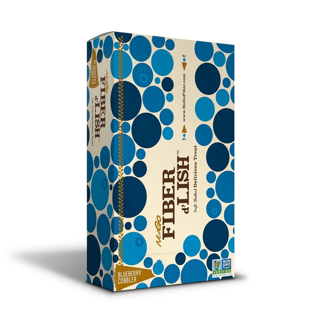 NuGo Fiber d'Lish Blueberry Cobbler, 12g High Fiber, Vegan, 150 θερμίδες, 1.6 ουγγιά (πακέτο των 16)