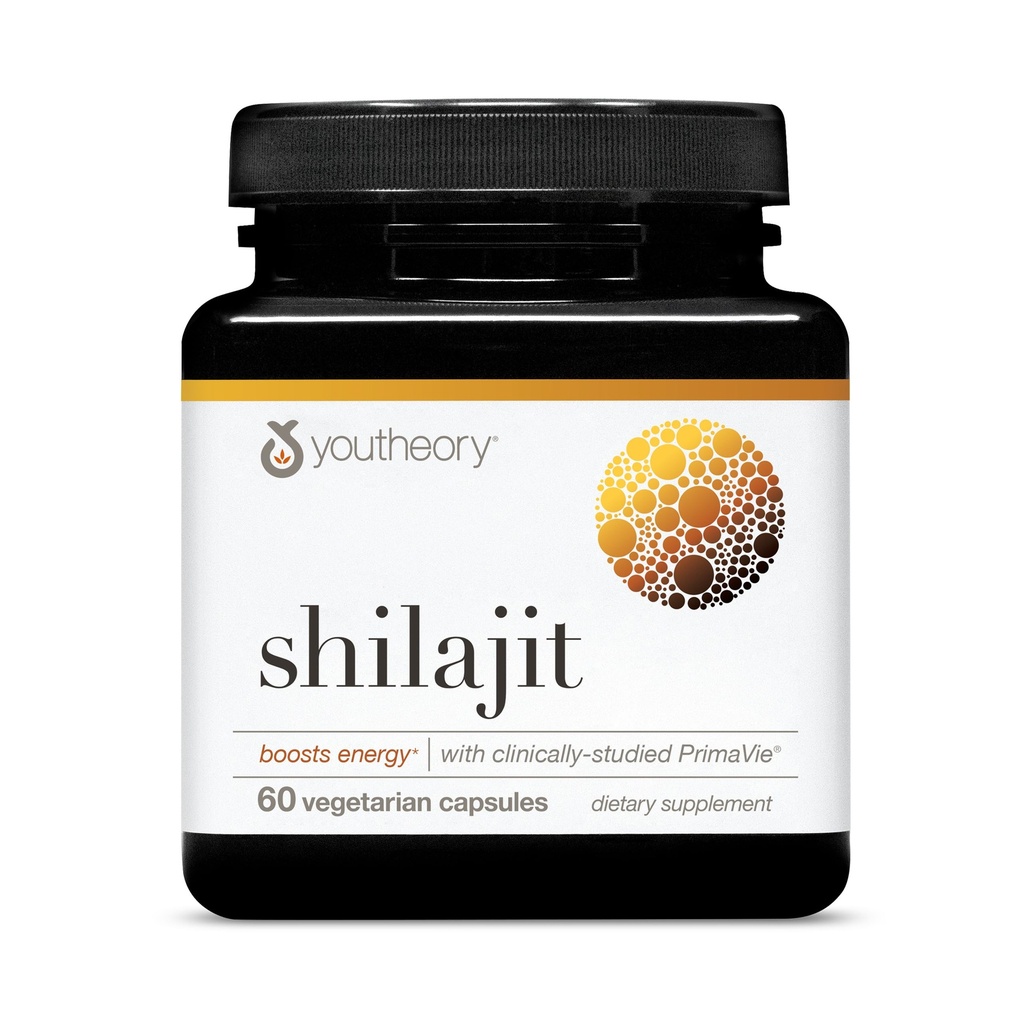 Youtheory Shilajit - 500 mg Shilajit Κάψουλες - Συμπλήρωμα ενέργειας - Shilajit Υποστηρίζει Stamina & Αντοχή - Καθαρό σιλατζίτι Ιμαλαΐων - Γλουτένη, Γαλακτοκομικά & Σόγια Δωρεάν - 60 κάψουλες χορτοφάγων