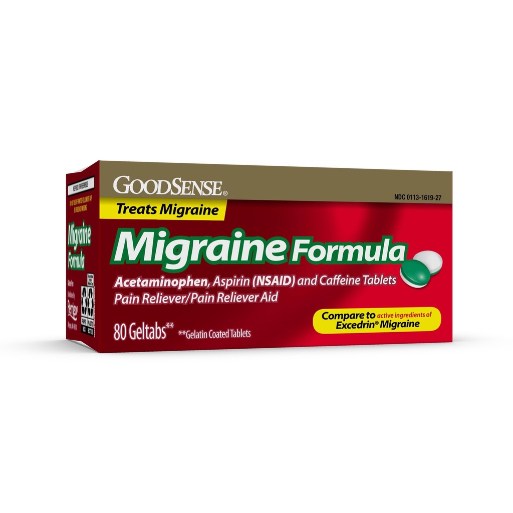 GoodSense Migraine Relief Geltabs, Acetaminophen, Aspirin (NSAID) και Caffeine, 80 Count