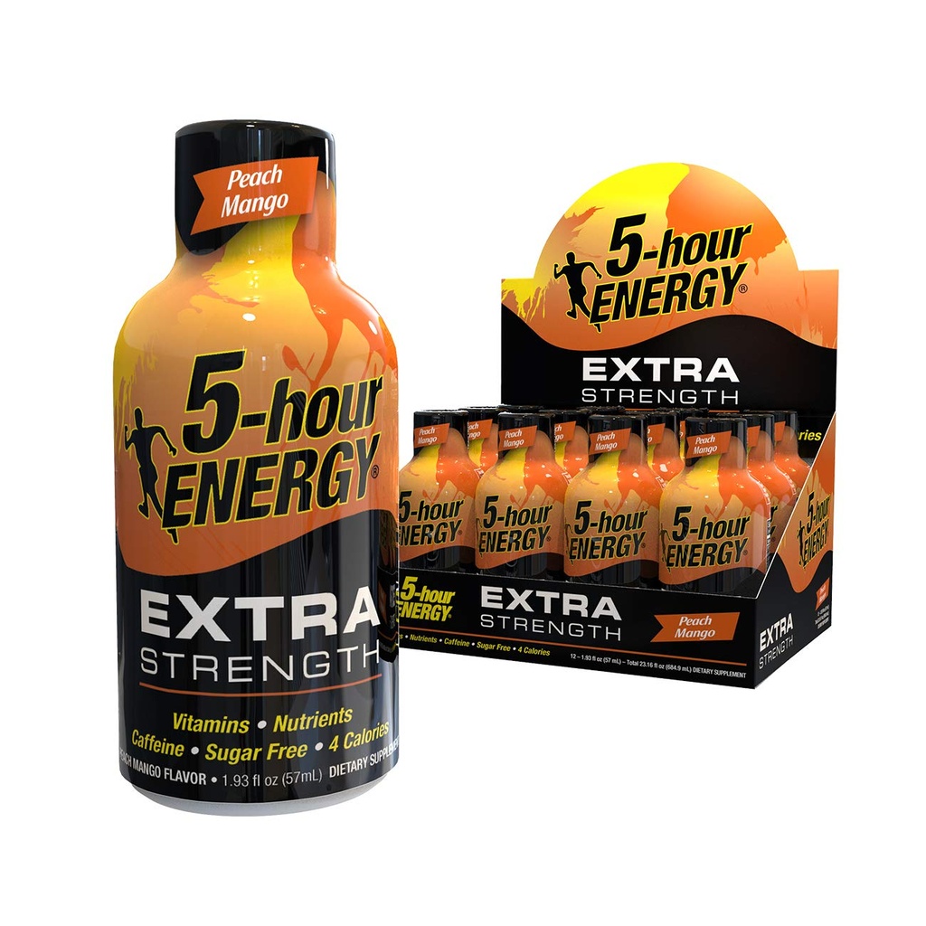 5 ώρες ΕΝΕΡΓΕΙΑ Shot, Extra Strength, Ροδάκινο Mango, 1.93 Ουγγιά, 12 Count