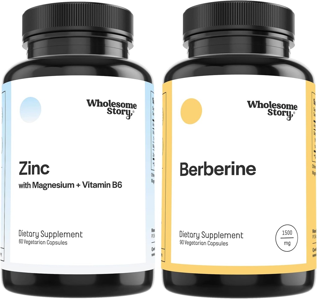 3-in-1 Zinc Picolinate Magnesium Glycinate Supplements with Vitamin B6 + Berberine 1500mg HCl Supplement | Reproductive & Fertility Health, Hormone Balance, Immune Support | 30 Day Supply