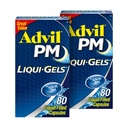 Advil PM Liqui-Gels Pain Reliever and Nighttime Sleep Aid, Pain Medicine with Ibuprofen for Pain Relief and Diphenhydramine HCL for a Sleep Aid - 2x80 Liquid Filled Capsles