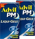 Advil PM Liqui-Gels Pain Reliever and Nighttime Sleep Aid, Pain Medicine with Ibuprofen for Pain Relief and Diphenhydramine HCL for a Sleep Aid - 2x80 Liquid Filled Capsles
