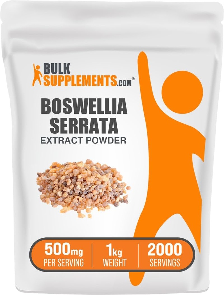 BulkSupplements.com Boswellia Serrata Extract Powder - Boswellia Supplement, from Frankincense Resin - Vegan & Gluten Free, 500mg per Service, 1kg (2,2 lbs) (Pack of 1)