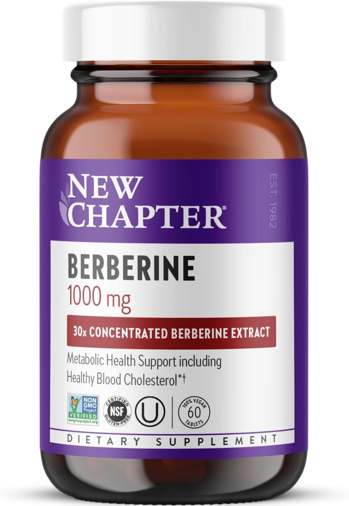 Νέο κεφάλαιο Berberine συμπλήρωμα - Super-Podent Berberine 1000 mg, 30x συμπυκνωμένο ινδικό εκχύλισμα Barberry για την υποστήριξη της μεταβολικής υγείας + καρδιά υγεία + γλυκόζη υποστήριξη, Vegan, χωρίς γλουτένη, 60 κόμης
