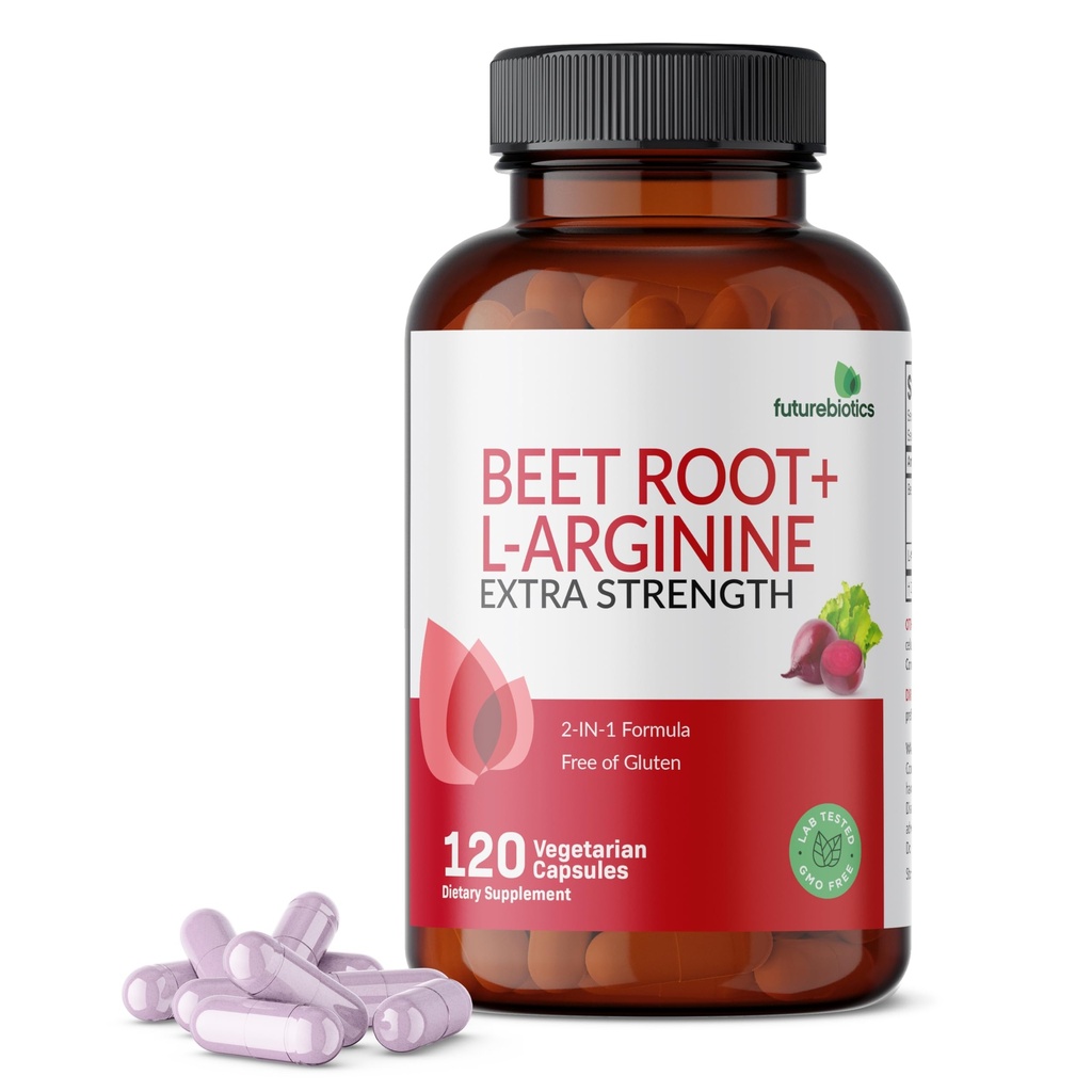 Μελλοντικά αντιβιοτικά Beet Root + L-αργινίνη, μη ΓΤΟ, 120 κάψουλες χορτοφάγων