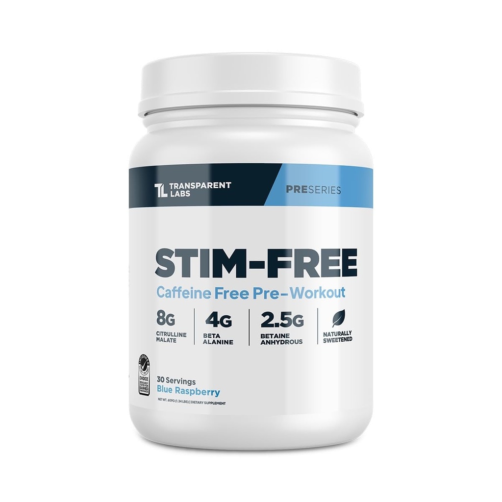 Διαφανή εργαστήρια Stim-free προ-εργασία - Caffeine & Stim Δωρεάν προετοιμασίας σκόνη για άνδρες και γυναίκες με Beta Alanine σκόνη, Citrulline Malate, & elevATP - 30 εξυπηρετούν, Blue Raspberry