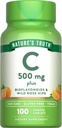 Nature's Truth Vitamin C with Rose Hips and Bioflavonoids | 500mg | 100 Caplets | Vegan, Non-GMO & Gluten Free