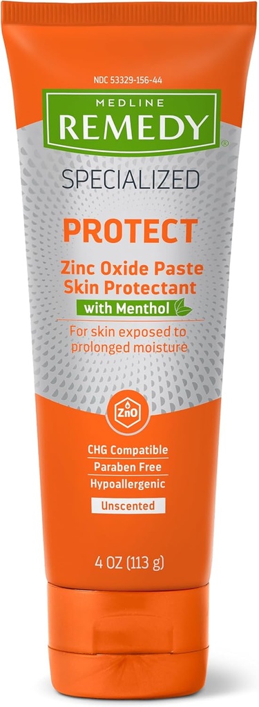 Medline Remedy Εξειδικευμένη Οξείδιο ψευδαργύρου με Menthol (4 oz Tube), Αρωματισμένο, Καλαμίνη, Φροντίδα Ακράτειας, Εξάνθημα πάνας, Προστασία Υγρότητας, Hypoallergenic, Paraben Free, Ενήλικες, Καταπραϋντικό