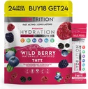 Hydration Powder, Wild Berry Pack των 24 Ηλεκτρολυτών Packets σκόνης, φυσικά αρωματισμένα ενυδατικά πακέτα νερού, ταχείας δράσης υδραυλικά ηλεκτρολύτες με βιταμίνες B & C, ενέργεια & ανάκτηση