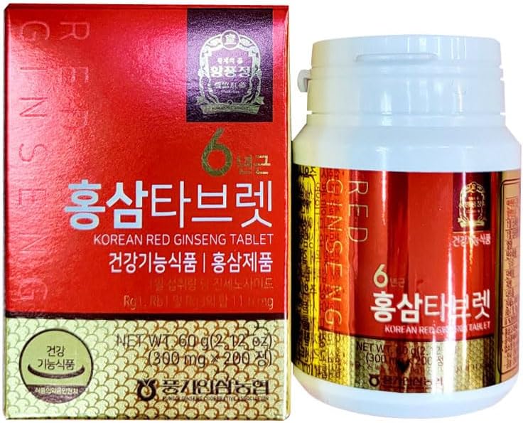 Αυθεντικά 6 χρόνια Κορεάτικα Red Ginseng - 300mg X 200 δισκία - Υγιής Ανοσολογική Υποστήριξη, Βελτίωση της ροής του αίματος και της μνήμης - 100% Κόκκινο εκχύλισμα Ginseng