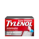 Tylenol Extra Strength Acetaminophen Rapid Release Gels, Extra Strength Pain Reliever & Fever Reducer, Gelcaps με Τρύπες με Λέιζερ, 500 mg Acetaminophen, 50 ct