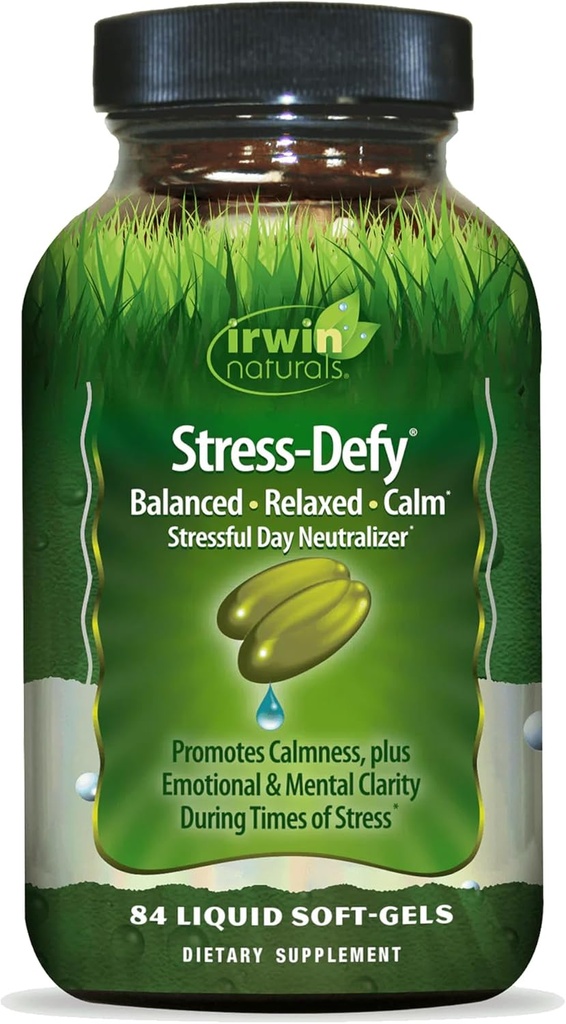 Irwin Naturals Stress-Defy - 84 Liquid Softgels - Προάγει την ηρεμία και χαλάρωση - με Rhodiola & L-Theanine