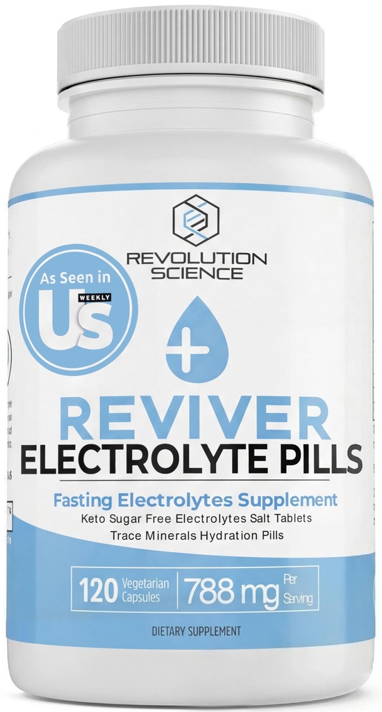 REVIVER Superior Απορρόφηση Ηλεκτρολυτικά Χάπια - Δισκία Αλάτι για Δρομείς & Συμπληρώματα Νηστείας, Χάπια Αλάτι Χωρίς Ζάχαρη για Ενυδάτωση, Άμυνα Κραμπ, Υποστήριξη Κετο 120, Κάψουλες Ηλεκτρολυτών