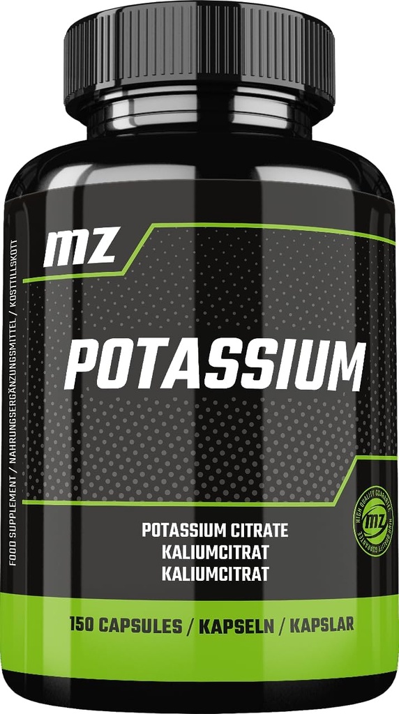 Potassium 365 mg from Organic Form Potassium Citrate - 150 Vegan Capsules - 5 Months Supply - Diet Supplement to Maintain Normal Blood Pressure and Muscle Function - by MZ