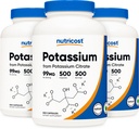 Nutricost Κιτρικό κάλιο 99mg, 500 κάψουλες (3 φιάλες)
