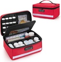 Damero Κλείδωμα Χάπια Διοργανωτής Μπουκάλι με Εσωτερικούς Διαχωριστές, Αποθήκευση Ιατρικής και Οργανωτής Bag Συνδυασμός Κλείδωμα για Ιατρική, Βιταμίνες και Ιατρικές Προμήθειες, Κόκκινο