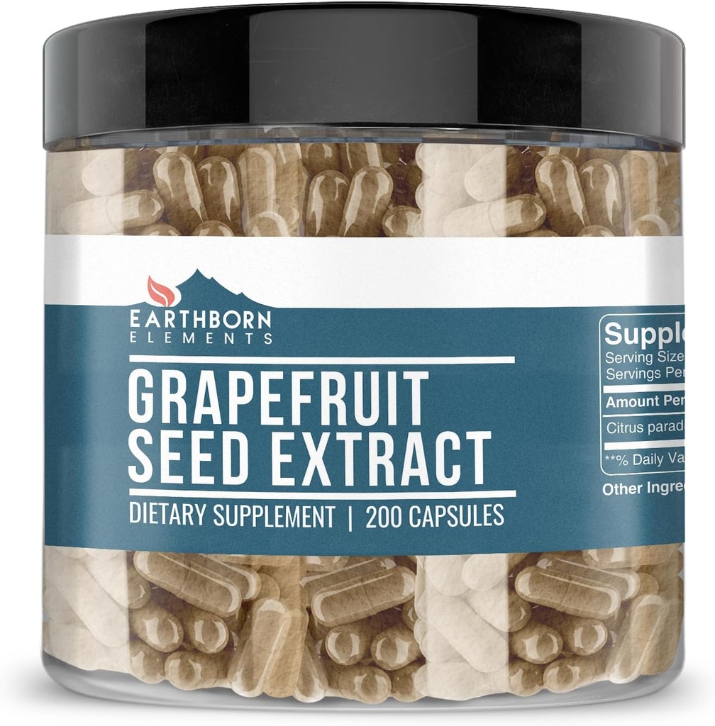 Earthborn Elements Grapefruit Seed Extract 200 Κάψουλες, καθαρό & μη αραιωμένο, χωρίς πρόσθετα