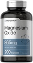Horbäach Magnesium Oxide 865 mg | 200 Capsules | Non-GMO and Gluten Free Supplement