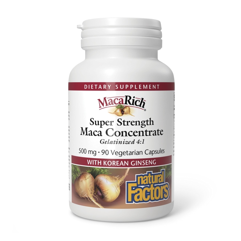 MacaRich by Natural Factors, Super Strength Power Maca, Superfruit Antioxidant Supplement with Ginseng, 90 capsules (90 servings)