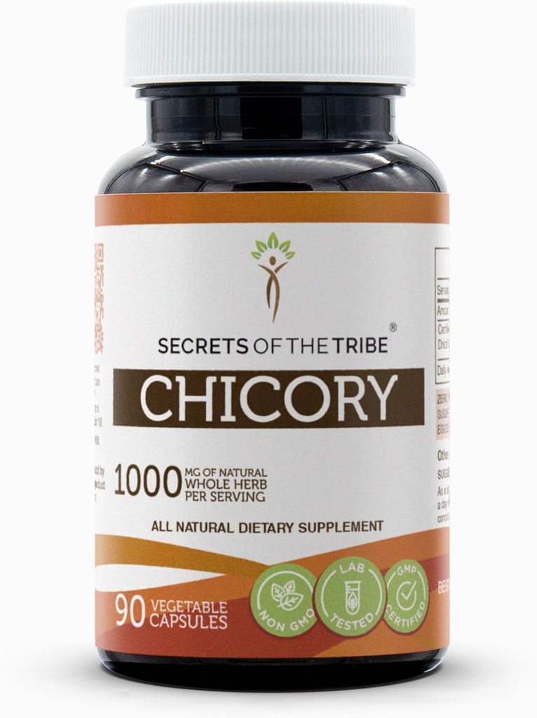 Secrets of the Tribe Chicory 90 Capsules, 1000 mg, Chicory (Cichorium Intybus) Dried Root (90 Capsules)