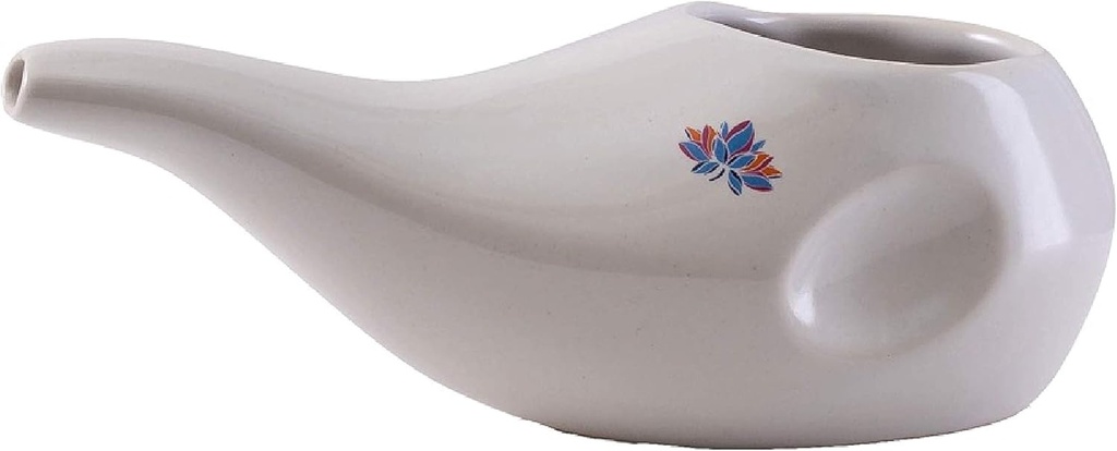 Best Rated Ceramic Neti Pot - Ergonomic Design and Hand-Made, Dove White