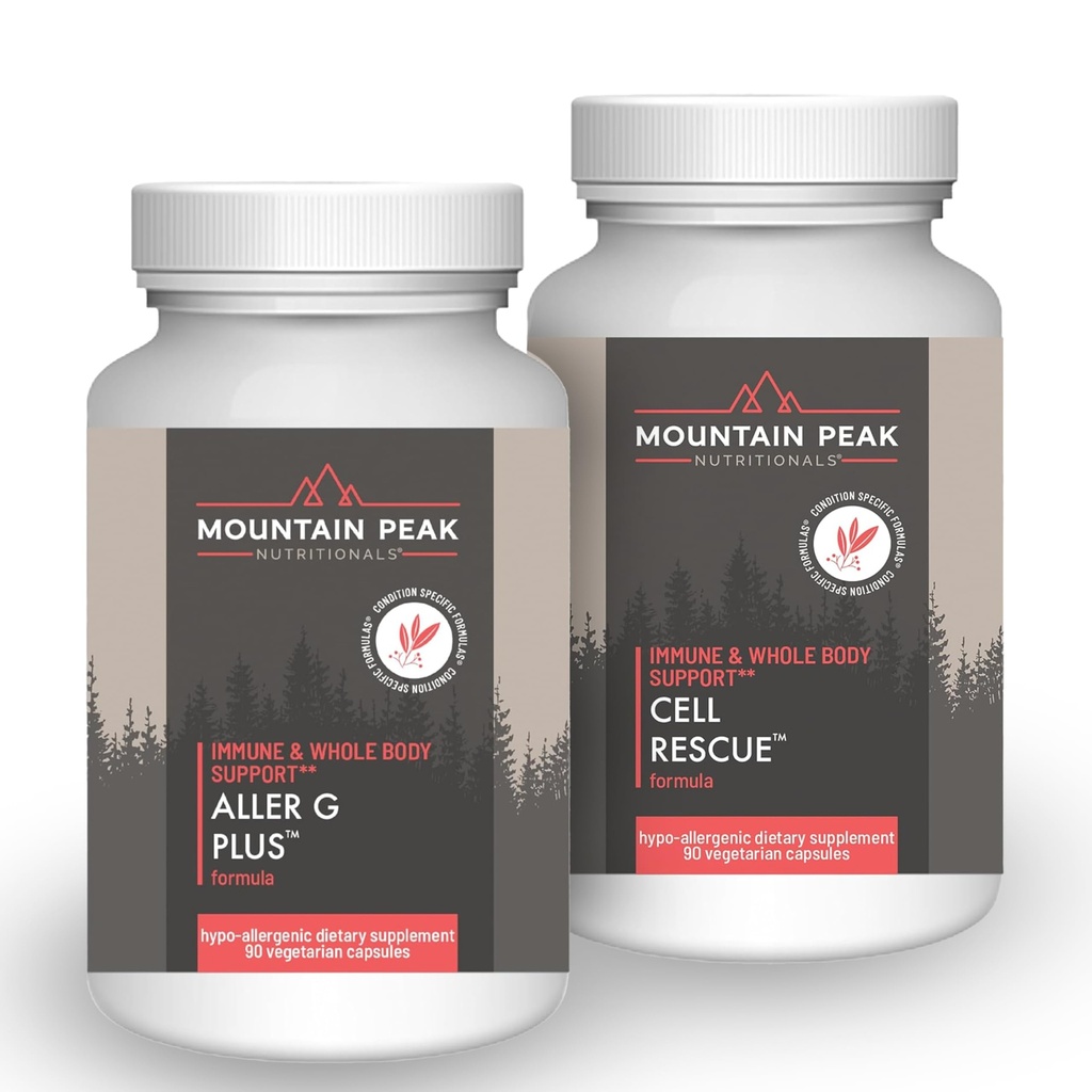 Mountain Peak Nutritionals Immune Support Combo Pack – Aller G Plus for Seasonal Respiratory Health & Cell Rescue with Turmeric & Bromelain – Hypoallergenic Supplements for Whole Body Wellness